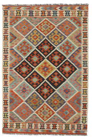 128X188 Kelim Afghan Old Style Teppe Orientalsk Brun/Mørk Rød (Ull, Afghanistan) Carpetvista