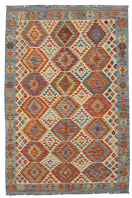  Itämainen Kelim Afghan Old Style Matot Matto 133X205 Ruskea/Vihreä Villa, Afganistan Carpetvista