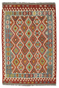 絨毯 キリム アフガン オールド スタイル 126X187 ダークレッド/ダークグリーン (ウール, アフガニスタン)