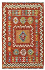  Kelim Afghan Old Style Matot 127X193 Tummanpunainen/Ruskea Carpetvista