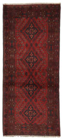 84X194 絨毯 アフガン Khal Mohammadi オリエンタル 廊下 カーペット ブラック/ダークレッド (ウール, アフガニスタン) Carpetvista
