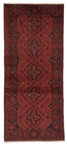 Afghan Khal Mohammadi 82X190 Hallmatta Svart/Mörkröd Ull, Afghanistan Carpetvista
