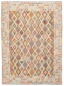  276X368 Kelim Afghan Old Style Matot Matto Beige/Ruskea Afganistan Carpetvista