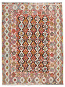  Kelim Afghan Old Style Matot 257X345 Villamatto Ruskea/Tummanpunainen Suuri Matto Carpetvista