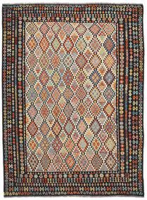  265X357 Kelim Afghan Old Style Teppe Svart/Brun Afghanistan Carpetvista