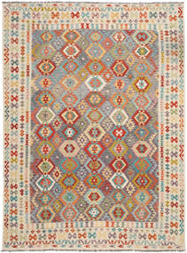  Kelim Afghan Old Style Vloerkleed 257X349 Wol Beige/Groen Groot Carpetvista