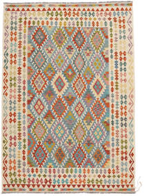  Orientalsk Kelim Afghan Old Style Tæppe 203X292 Beige/Brun Uld, Afghanistan Carpetvista