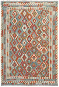 絨毯 オリエンタル キリム アフガン オールド スタイル 202X296 グリーン/茶色 (ウール, アフガニスタン)