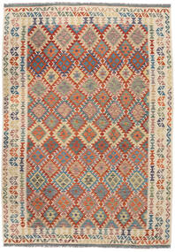 Kelim Afghan Old Style Tæppe 206X295 Brun/Mørkegrå Uld, Afghanistan Carpetvista