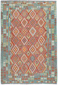 199X295 Tappeto Orientale Kilim Afghan Old Style Verde/Rosso Scuro (Lana, Afghanistan) Carpetvista