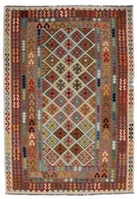 Kelim Afghan Old Style Matta 205X297 Mörkröd/Brun Ull, Afghanistan Carpetvista