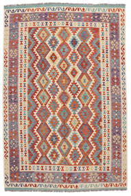  204X305 Kelim Afghan Old Style Matot Matto Tummanpunainen/Tummanharmaa Afganistan Carpetvista
