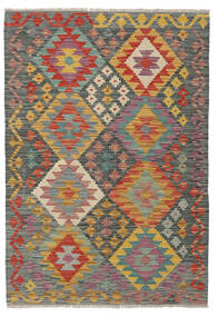  124X178 Kelim Afghan Old Style Matot Matto Vihreä/Tummanpunainen Afganistan Carpetvista