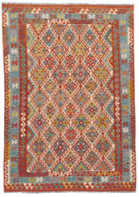 Kilim Afghan Old Style Rug 186X253 Brown/Dark Red Wool, Afghanistan Carpetvista