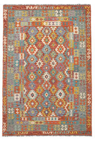  171X252 Kelim Afghan Old Style Matot Matto Tummanpunainen/Ruskea Afganistan Carpetvista