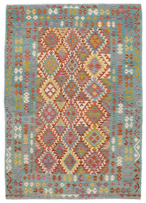  Kilim Afghan Old Style Tapis 172X240 De Laine Vert/Gris Foncé Carpetvista
