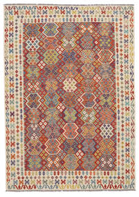  Kelim Afghan Old Style Vloerkleed 211X303 Donkerrood/Oranje Carpetvista