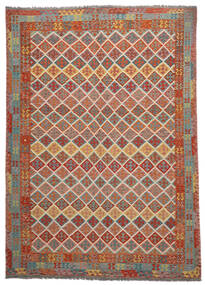Kelim Afghan Old Style Matot Matto 275X380 Tummanpunainen/Ruskea Isot Villa, Afganistan Carpetvista