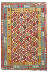 Kilim Afghan Old Style Rug 203X302 Dark Red/Brown Wool, Afghanistan Carpetvista