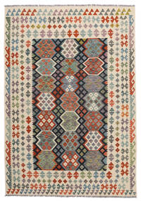Kilim Afghan Old Style Rug 202X293 Beige/Dark Green Wool, Afghanistan Carpetvista