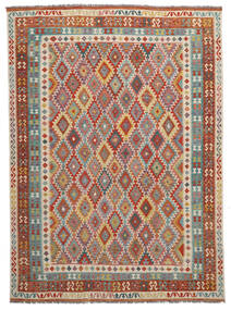  Kelim Afghan Old Style Matot 280X370 Villamatto Ruskea/Tummanpunainen Suuri Matto Carpetvista