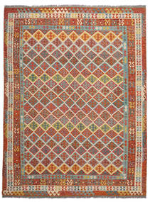  Kelim Afghan Old Style Matot 278X364 Villamatto Tummanpunainen/Ruskea Suuri Matto Carpetvista
