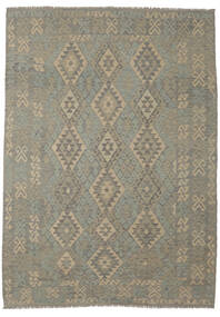 Kilim Afghan Old Style Rug 213X295 Dark Yellow/Brown Wool, Afghanistan Carpetvista