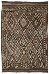  Orientalisk Kelim Afghan Old Style Matta 201X305 Brun/Svart Ull, Afghanistan Carpetvista