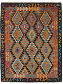  Orientalsk Kelim Afghan Old Style Teppe 150X194 Svart/Brun Ull, Afghanistan Carpetvista