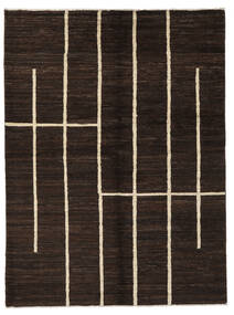 154X206 絨毯 Berber スタイル モダン ブラック/オレンジ (ウール, アフガニスタン) Carpetvista
