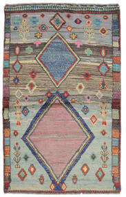 88X142 絨毯 Moroccan Berber - Afghanistan モダン 茶色/グリーン (ウール, アフガニスタン) Carpetvista