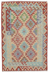  95X154 Kelim Afghan Old Stil Teppich Grün/Dunkelrot Afghanistan Carpetvista