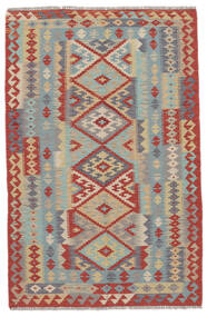  105X165 Kelim Afghan Old Stil Teppich Dunkelrot/Dunkelgrau Afghanistan Carpetvista
