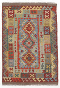  100X145 Kelim Afghan Old Style Matot Matto Tummanpunainen/Ruskea Afganistan Carpetvista