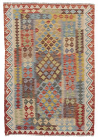  110X150 Kelim Afghan Old Style Matot Matto Ruskea/Tummanpunainen Afganistan Carpetvista