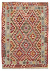 Kilim Afghan Old Style Rug 105X147 Dark Red/Orange Wool, Afghanistan Carpetvista