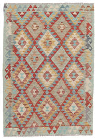  100X145 Kelim Afghan Old Stil Teppich Grün/Braun Afghanistan Carpetvista