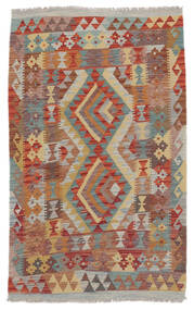  95X145 Kelim Afghan Old Style Matot Matto Tummanpunainen/Ruskea Afganistan Carpetvista
