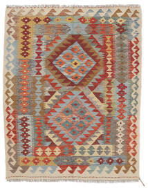 Kilim Afghan Old Style Rug 105X132 Brown/Dark Red Wool, Afghanistan Carpetvista