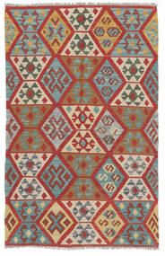  Kelim Afghan Old Style Matot 100X158 Villamatto Tummanpunainen/Ruskea Pieni Matto Carpetvista