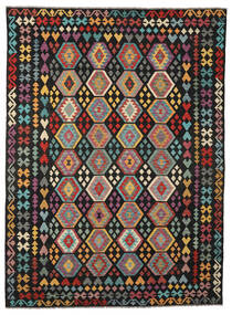  Kelim Afghan Old Style Matot 259X354 Musta/Ruskea Carpetvista