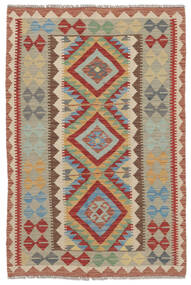  Kelim Afghan Old Style Matot 105X157 Tummanpunainen/Ruskea Carpetvista