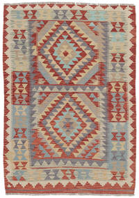  100X143 Kelim Afghan Old Style Matot Matto Tummanpunainen/Ruskea Afganistan Carpetvista