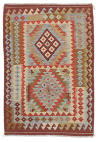  Kelim Afghan Old Style Matot 105X150 Villamatto Tummanpunainen/Ruskea Pieni Matto Carpetvista