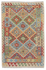  100X150 Kelim Afghan Old Stil Teppich Grün/Braun Afghanistan Carpetvista