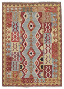  105X145 Kelim Afghan Old Style Matot Matto Ruskea/Tummanpunainen Afganistan Carpetvista