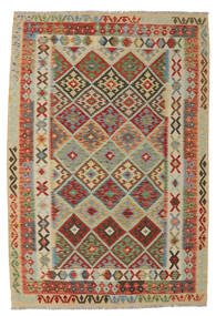  Kilim Afghan Old Style Rug 165X235 Green/Orange Carpetvista