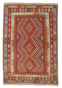  Kilim Afghan Old Style Alfombra 170X245 De Lana Rojo Oscuro/Marrón Carpetvista
