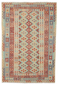 Kelim Afghan Old Style Matot Matto 165X245 Tummanpunainen/Vihreä Villa, Afganistan Carpetvista
