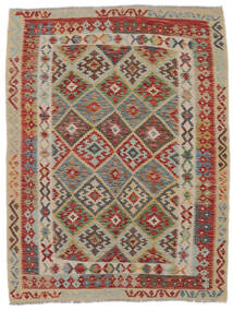  157X206 Kelim Afghan Old Style Matot Matto Ruskea/Tummanpunainen Afganistan Carpetvista
